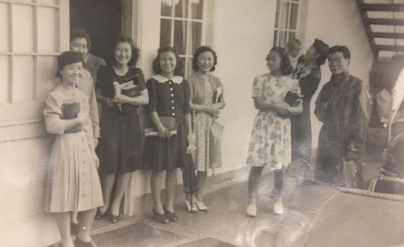 A youthful Julia Motoyama (far left)