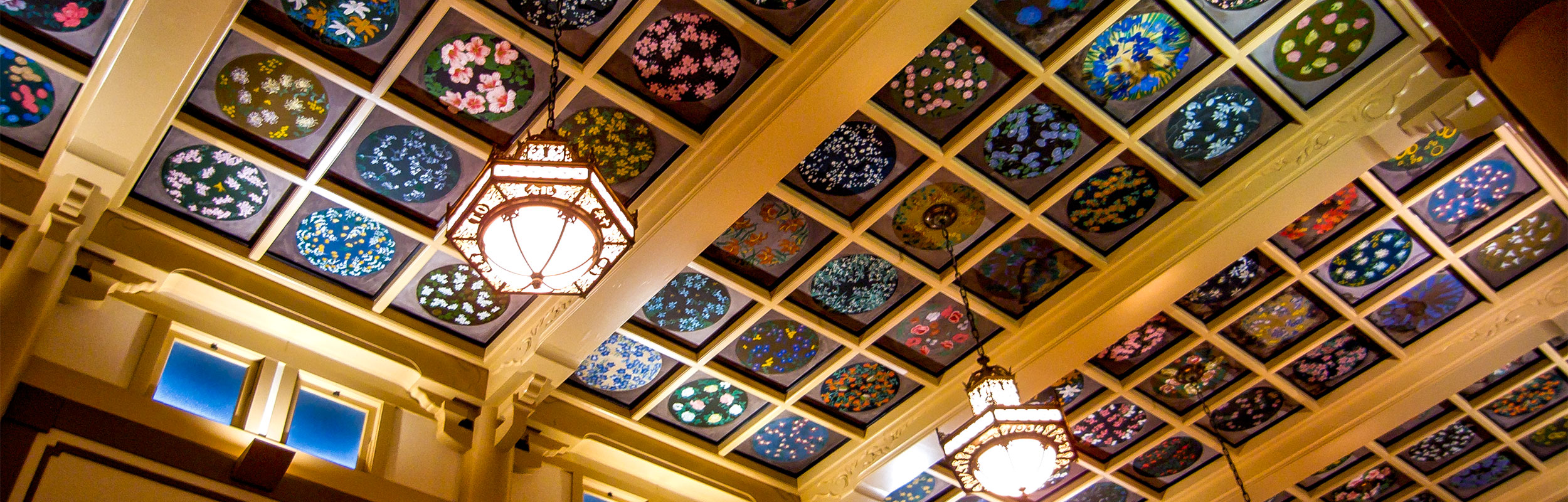 Makiki Christian Church's painted ceiling tiles