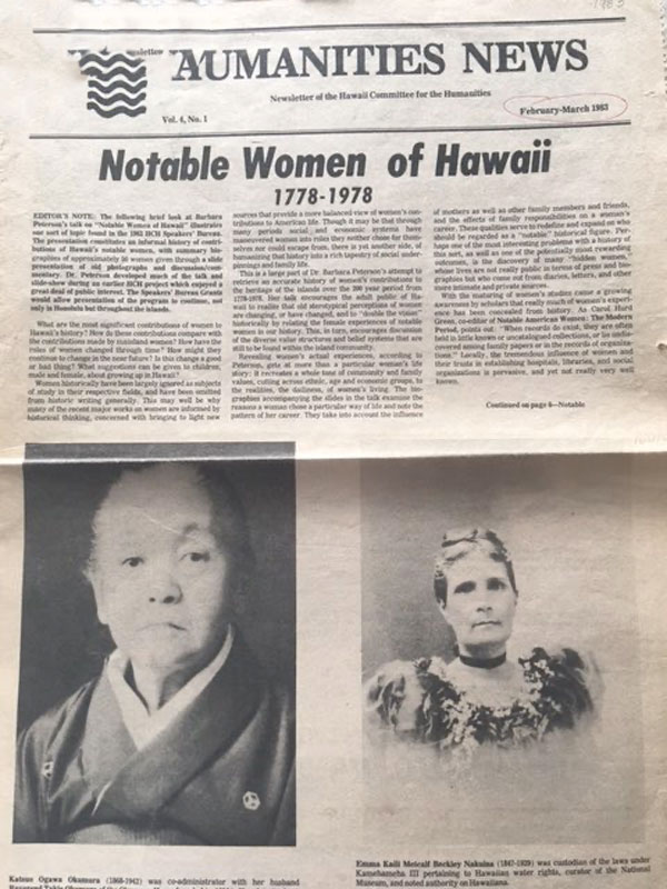 Makiki Christian Churchʻs Mother Katsu, one of the Notable Women of Hawaii 1778-1978 Newspaper article