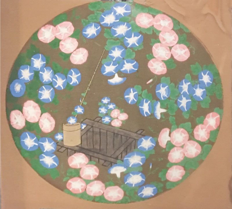 Artist Oguraʻs painted ceiling panel of morning glories at Makiki Christian Church